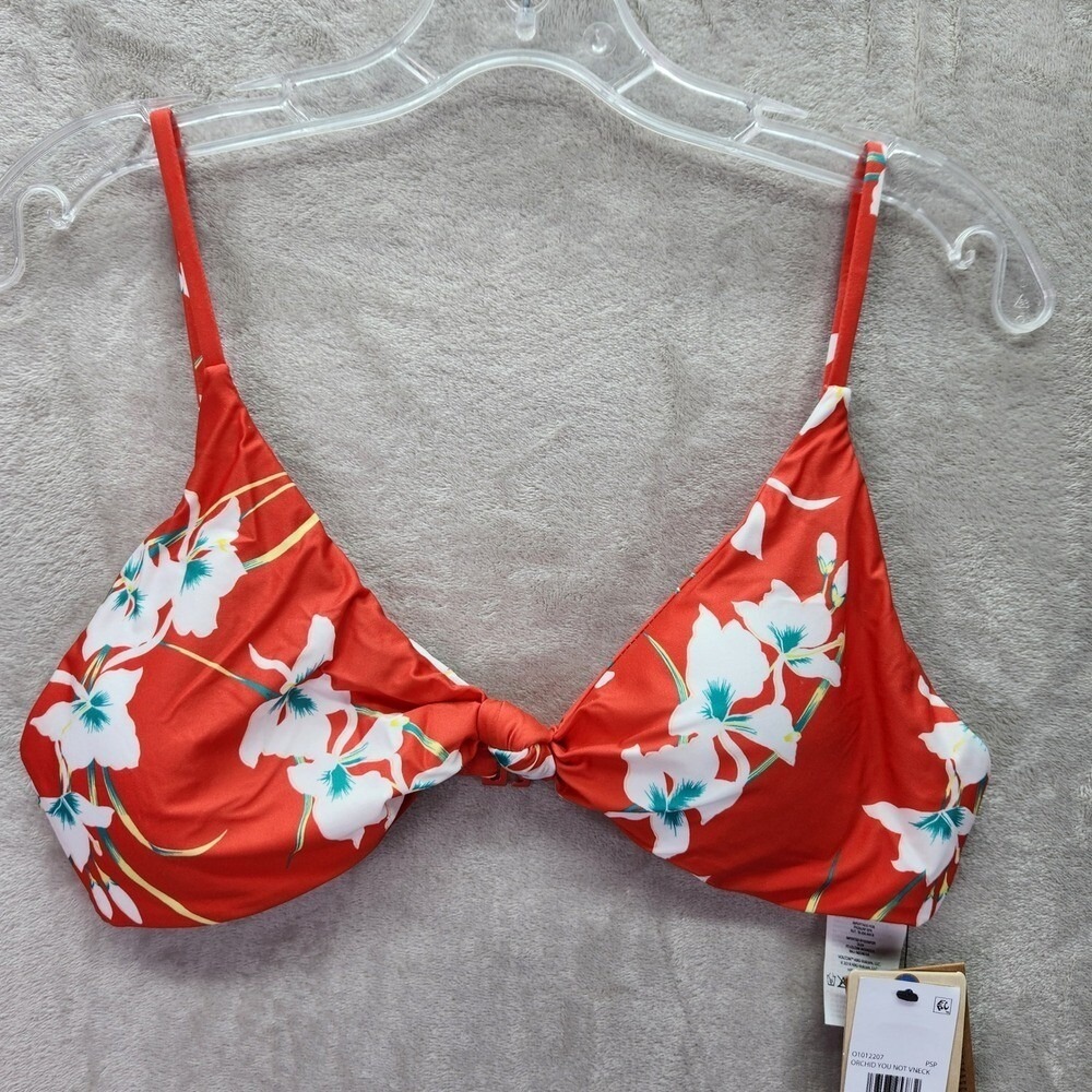 Volcom Bikini Top Womens Size XL Orchid You Not V Neck Twisted Front Swim Floral